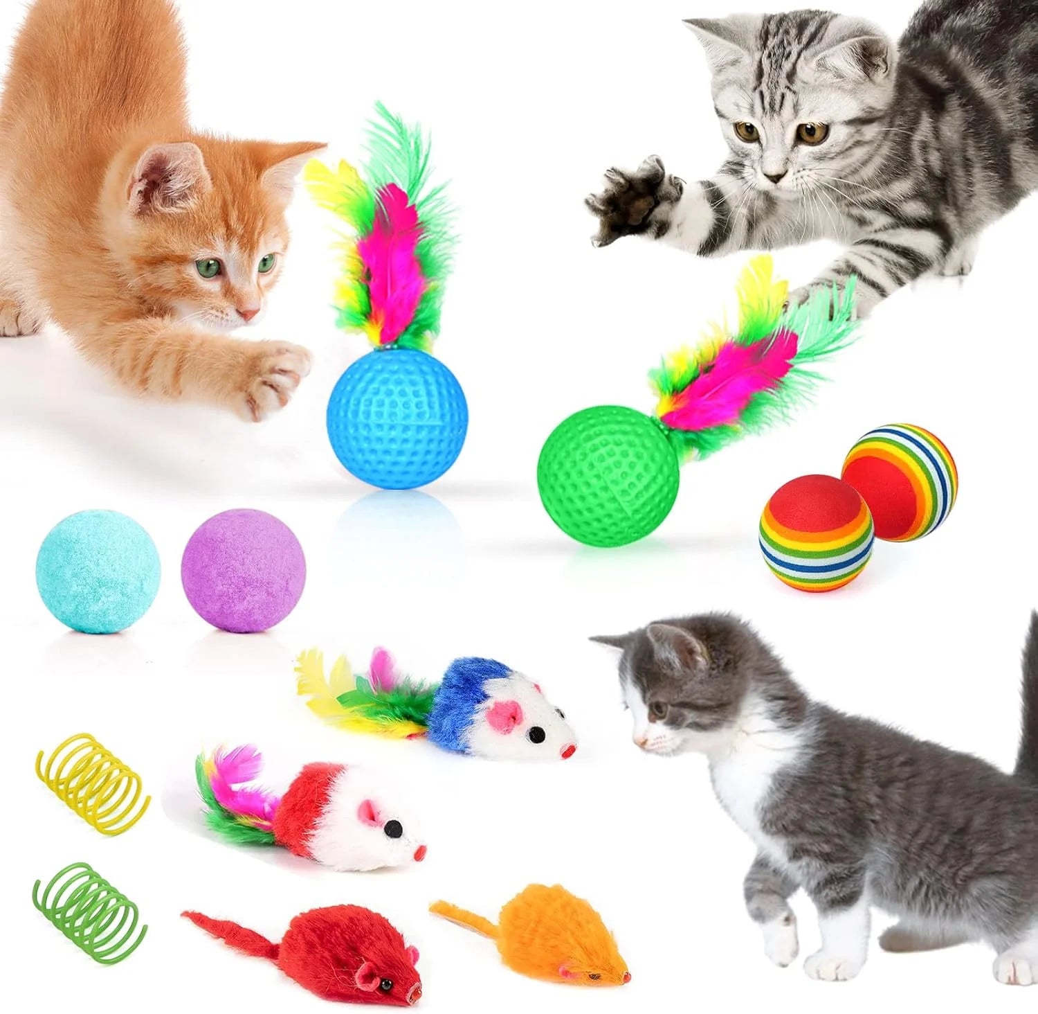34 Pzas Juguetes Para Gatos Juguetes Para Gatitos, Juguetes Interactivos Para Gatitos Con Túneles Plegables Para Gatos Tienda, Varita Para Gato Juguete De Pluma Con Hierba Gatera
