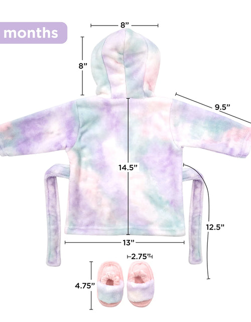 Load image into Gallery viewer, Bata Para Bebé - Juego De Bata De Baño De Felpa Suave - Bata De Baño Y Pantuflas Para Niños + Turbante Para Niñas (Tie Dye, 12-24 Meses)
