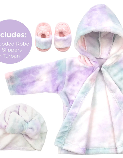 Load image into Gallery viewer, Bata Para Bebé - Juego De Bata De Baño De Felpa Suave - Bata De Baño Y Pantuflas Para Niños + Turbante Para Niñas (Tie Dye, 12-24 Meses)
