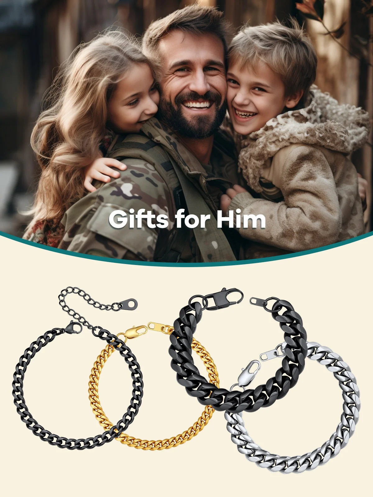 Men Chain Bracelet Cuban Stainless Steel Curb Bracelet 6MM 8.3 Inch Silver Wrist Bracelet Mens Birthday Valentines Day Jewelry Gifts for Him Dad Adults Age