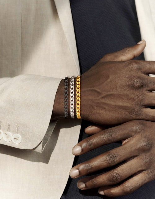 Load image into Gallery viewer, Men Chain Bracelet Cuban Stainless Steel Curb Bracelet 6MM 8.3 Inch Silver Wrist Bracelet Mens Birthday Valentines Day Jewelry Gifts for Him Dad Adults Age
