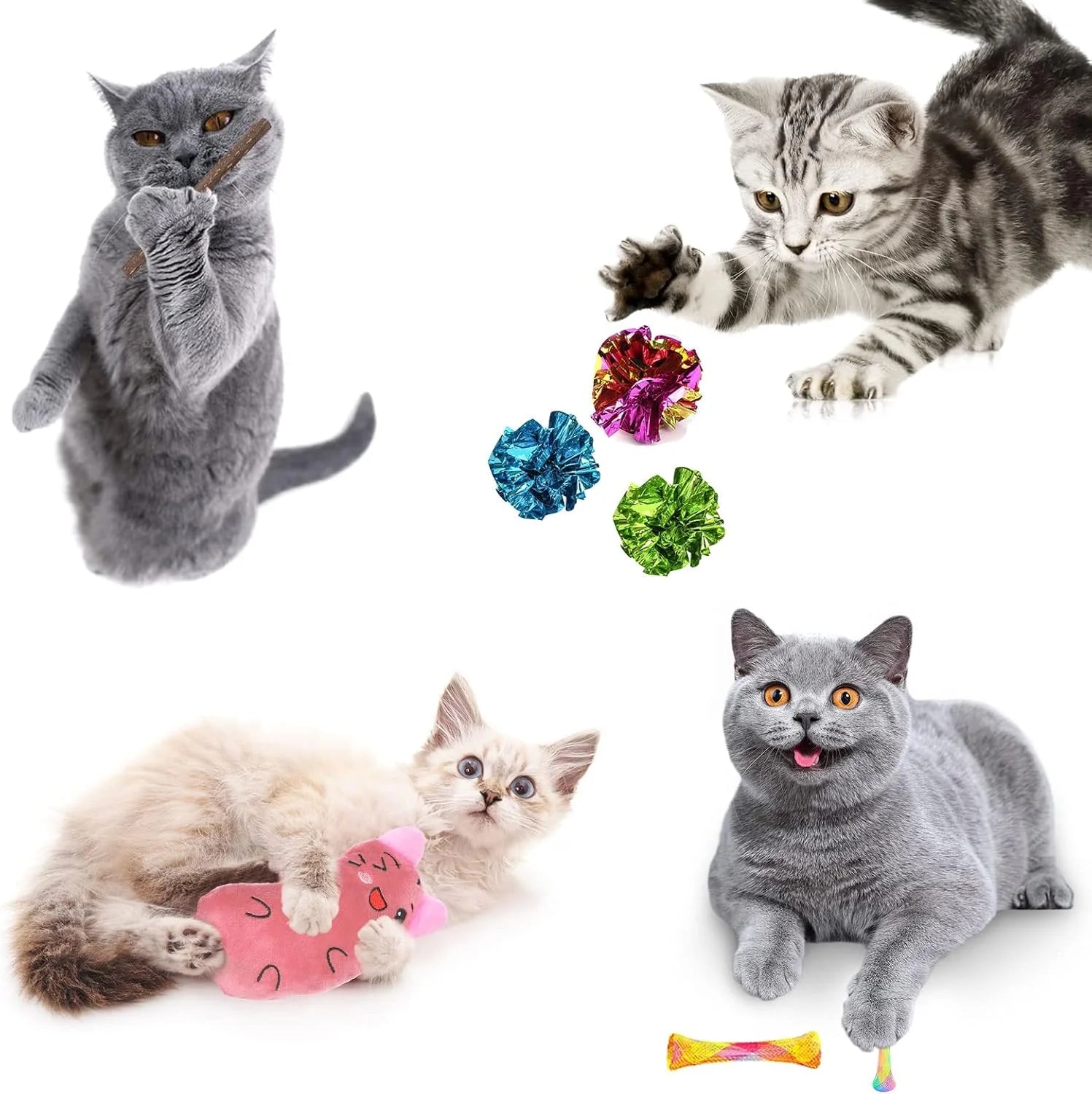 34 Pzas Juguetes Para Gatos Juguetes Para Gatitos, Juguetes Interactivos Para Gatitos Con Túneles Plegables Para Gatos Tienda, Varita Para Gato Juguete De Pluma Con Hierba Gatera