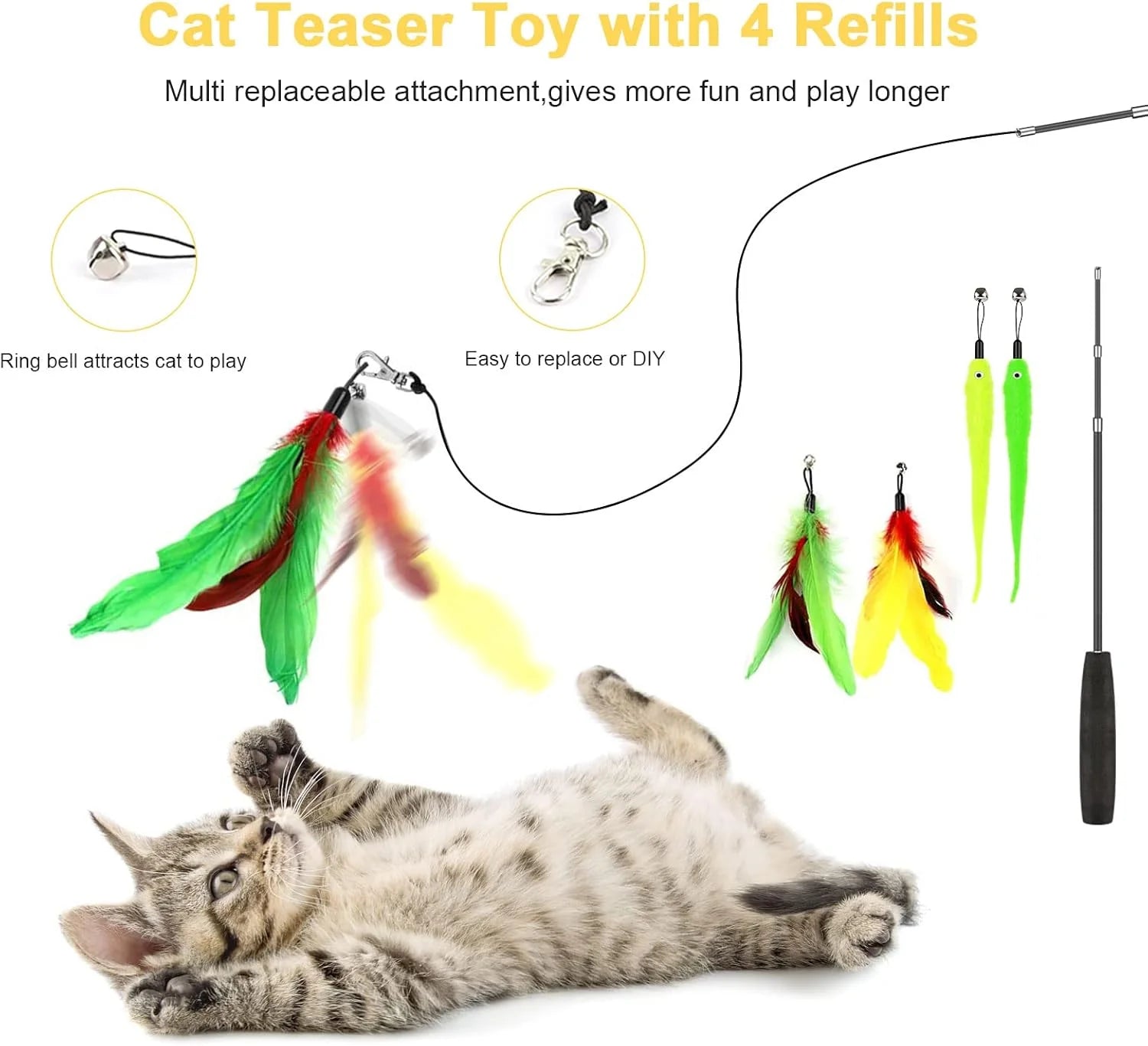 34 Pzas Juguetes Para Gatos Juguetes Para Gatitos, Juguetes Interactivos Para Gatitos Con Túneles Plegables Para Gatos Tienda, Varita Para Gato Juguete De Pluma Con Hierba Gatera